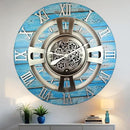 The Gears Clock Real Moving Gear Wall Clock England Line (Ocean Blue, 36 inches (90 cm)) by CozyNest Decor