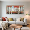 Large Framed Wall Art for Living Room Birch Tree Wall Decor Red Forest Painting Artwork Wall Decoration Nature Pictures Wall Art Fall Above Bed Wall Decor by CozyNest Decor