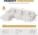 122" Modern L Shaped Modular Sectional Sofa, Boneless Couches for Living Room with Ottoman,4 Seater Convertible Chenille Cloud Couch Sofa Set, No Assembly Required, Beige 1 PCS by CozyNest Decor