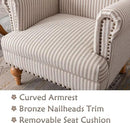 chairus Linen Accent Chair for Living Room Upholstered Mid Century Modern Single Sofa Chair with Solid Wood Legs Comfy Reading Chair Armchair for Bedroom/Office Room/Recption/Lounge, Khaki Stripe by CozyNest Decor