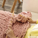 WESHIONGOO Chunky Knit Blanket Throw 50"×60" Knitted Throw Blankets for Couch Bed Fluffy Soft Blanket with Jumbo Chenille Yarn Thick 100% Handmade (Pink) by CozyNest Decor
