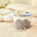 Adorable Small Elephant Cotton Rope Basket - Gift Empty Baskets - Toy Storage Basket, Woven Basket for Baby Essentials, Decorative Woven Basket for Nurseries and Playrooms (11"x7") by TinyTreasures Baby Boutique