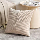 Fancy Homi 2 Packs Tan Decorative Throw Pillow Covers 20x20 Inch for Living Room Couch Bed Sofa, Farmhouse Boho Home Decor, Soft Corss Corduroy Patchwork Accent Square Beige Cushion Case 50x50 cm by CozyNest Decor
