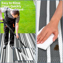 Outdoor Plastic Straw Rug 9x18 Waterproof Outside Rug, Large Modern Striped Reversible Floor Mats, Foldable & Lightweight Camping Carpet for Patio, Porch, Deck, Backyard, Balcony, Grey by CozyNest Decor