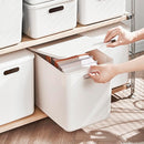 5 pack large plastic White storage bins with Lids, Toy Box Chest with Handle，Organizer Containers Baskets for Baby,Nursery，Shelves，Playroom, Bedroom，Office,Closet，home (White, 5L) by TinyTreasures Baby Boutique