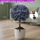 Set of 2 Artificial Boxwood Topiary Ball Trees Outdoor Faux Shrubs Artificial Boxwood Plants with Ground Spike, 24" Lavender Fake Evergreen Tree UV Resistant for Planter,Potted,Fall by GreenHaven Gardens
