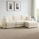 Modular Sectional Sofa Couch, Plush Corduroy Fabric Sectional Couches for Living Room with USB Charging Ports, Phone Holders, and Multi-Functional Storage Armrests (White, 3set+1ottoman) by CozyNest Decor