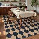Lahome Checkered Easy Jute Outdoor Rug, Large 6x9 Rug for Living Room Checkerboard Indoor Outdoor Carpet, Farmhouse Patio Office Mat Geometric Non Slip Black Carpet for Backyard Dining Room by CozyNest Decor