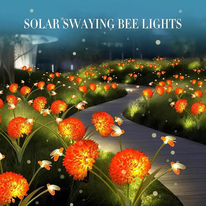 Solar Garden Lights, 4 Pack Swaying Bee Lights With Flowers, Waterproof Firefly Lights Outdoor for Garden Patio Yard Pathway Fall Decoration, Gifts for Women Mother's Day, photo 4 of 7