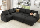 HONBAY Sectional Couch with Pull Out Bed, Sectional Sleeper Sofa with Storage, U Shape Couches for Living Room, Dark Grey by CozyNest Decor