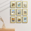 Vittanly 5x7 Picture Frames Set of 9, Shatter Resistant Plexiglass, Display 4x6 Pictures with Mat or 5x7 without Mat, Photo Frames for Wall or Tabletop, Engineered Wood, Gold by CozyNest Decor