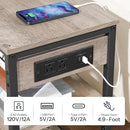HOOBRO End Table with Charging Station, Simple Rustic Side Table with 3-Tier Storage Shelf, Narrow Nightstand for Small Spaces, for Living Room, Industrial Design, Greige and Black BG149UBZ01 by CozyNest Decor