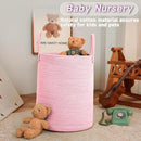 Large Woven Laundry Basket Hamper,100L Cotton Rope Storage Bin for Blankets,Toys and Clothes,Decorative Tall Nursery Hamper for Living Room,Baby Nursery,Bathroom and Bedroom,Pink by CozyNest Decor