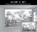 Gray Tropical Rainforest Botanical Wallpaper Bedroom Hand-Painted Oil Painting Jungle Plant Wall Mural Living Room (Not Peel and Stick) by CozyNest Decor