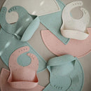 mushie Silicone Baby Bib | Adjustable Fit Waterproof Bibs (Cambridge Blue Confetti) by TinyTreasures Baby Boutique