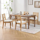 Westice Rattan Dining Chairs Set of 2, Farmhouse Natural Dining Room Chairs with Upholstered Cushion, Wood Armless Chairs for Kitchen/Restaurant by CozyNest Decor