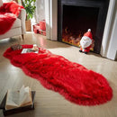AMTOVO Faux Sheepskin Rug, Red Ultra Soft Fluffy Shag Area Rug, 2 x 6 ft Faux Fur Rug for Bedroom Sofa Throw Cushion Room Decor, Sheepskin by CozyNest Decor