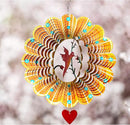 SteadyDoggie Wind Spinner - 12-Inch 3D Stainless Steel Lovebird Design with Heart Pendant - Laser Cut Metal Art Geometric Pattern - Hanging Kinetic Yard Garden Decor by GreenHaven Gardens