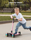 Besrey Kick Scooter for Kids Ages 3-10, 3-Wheel Folding Scooter with Adjustable Height, LED Light Wheels, Extra Wide Deck for Outdoor Activities by TinyTreasures Baby Boutique