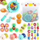 Baby Bath Toys for Toddlers 1-3, Kid Bathtub Toy with 36 Foam Bath Letter & Number, Fishing Games with Fish Net, Water Pool Toy with Storage Bag, Shower Toy Gift for Boy Girl Infant 1 2 3 4 5 6 by TinyTreasures Baby Boutique