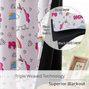 Unicorn Blackout Curtains for Girls' Bedroom - 2 Panels, Each W52×L84, 100% Blackout, Energy Efficient, Thermal Insulated, Noise Reducing, Pink Girls Curtains by TinyTreasures Baby Boutique