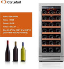 Ca'Lefort 15 Inch Wine Fridge, 33 Bottle Wine Cooler Refrigerator, 40-65°F Wine Refrigerator Glass Door, 3 LED Wine Fridge, Built-in or Freestanding Wine Fridge for Home/Bar/Kitchen (3.0 cu.ft) by CozyNest Decor
