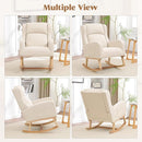 Rocking Chair Nursery, Nursing Rocking Chairs for Mom Nursery, Comfy Wingback Glider Rocking Armchair with Side Pocket for Nursery Living Room, Beige by TinyTreasures Baby Boutique