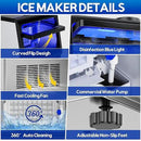 Commercial Ice Maker Machine, 110Lbs/24H, 30Lbs Storage, 36Pcs Clear Ice Cubes in 10-15Mins, Stainless Steel Under Counter or Freestanding Ice Machine - 2 Water Inlet Modes, for Home Party Office by CozyNest Decor