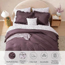King Comforter Set - 7 Pieces Ruffle Purple Bedding Sets, Shabby Chic Farmhouse Bed in a Bag King with Ruffle Comforter, Floral Sheets, Pillowcases & Shams by CozyNest Decor