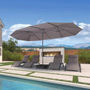 PURPLE LEAF 15ft Patio Market Umbrella with Base Included Double-Sided Rectangle Outdoor Umbrella Table Umbrella with Crank for Pool Garden Deck, Light Grey by GreenHaven Gardens