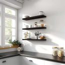 24 Inch Floating Shelves for Wall Rustic Brown Wood Wall Shelves for Bedroom Set of 4 by CozyNest Decor