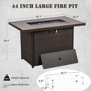 Propane Fire Pit Table,44 Inch 55000 BTU Outdoor Gas Fire Pit Rectangular with Glass Wind Guard for Outside Patio Deck (Brown-Aluminum Top) by GreenHaven Gardens