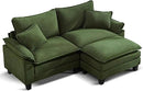 URRED Modular Sectional Sofa Comfy Cloud Couch, Modern Corduroy Sofa Sleeper Deep Seat Couches with Ottoman/Pillows for Living Room (Green, 82.6''- L Shape) by CozyNest Decor