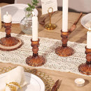 12Pcs Amber Candlestick Holders Set- 4" H Taper Candle Holders Bulk, Glass Candle Holders for Wedding, Party, Fall Dinner Table Centerpieces, Festival Gifts & Windowsill Decor by CozyNest Decor