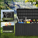 Extra-Large 150 Gallon Outdoor Chest Storage Waterproof - Outside Storage Box & Bench, Resin Deck Chest for Patio/Pool, Lockable UV-Resistant, Onyx Black by GreenHaven Gardens