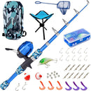 Kids Fishing Pole, Kids Portable Telescopic Fishing Rod Set, Tackle Box and Fishing Net Combo Kit, Kids Fishing Gear for Boys and Girls Age 5-10 and Youth by TinyTreasures Baby Boutique