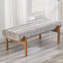 Upholstered Bench Grey Modern End of Bed Bench Chenille Fabric Bedroom Bench for Entryway Living Room Vanity Makeup Room, 47" Long, Wooden Legs by CozyNest Decor