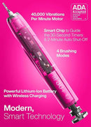 Aquasonic Vibe Series Ultra-Whitening Toothbrush – ADA Accepted Electric Toothbrush - 8 Brush Heads & Travel Case – 40,000 VPM Motor & Wireless Charging - 4 Modes w Smart Timer – Electric Pink by CozyNest Decor