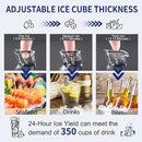Commercial Ice Maker Machine 120Lbs/24H with 35Lbs Ice Capacity, 45Pcs Clear Ice Cubes Ready in 11-20Mins, Stainless Steel Under Counter Freestanding Large Ice Machine, 2 Water Inlet Modes by CozyNest Decor