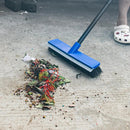 16 Inch Push Broom Outdoor 2 in 1 with Rubber Squeegee and Stiff Bristle Deck Brush 58" Long Handle for Deck Patio Garage Warehouse Driveway Concrete Floor Cleaning Scrubbing(Blue) by GreenHaven Gardens