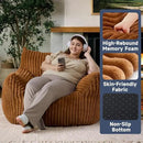 Oversized Bean Bag Chair for Adults, Giant Comfy Plush Boneless Bean Bag Couch with Filler for Kids - Reading Chair for Living Room, Bedroom & Dorm, Single Accent Chair Floor Lounger, Orange by CozyNest Decor