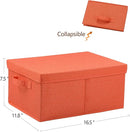 HOONEX Storage Bins with Lids for Organizing, Pack of 2, Storage Boxes with 2 Carrying Handles and Sturdy Heavy Cardboard, 16.5" L x 11.8" W x 7.5" H for Shoes, Books, Clothes, Nursery, Orange by TinyTreasures Baby Boutique