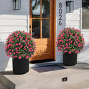 Artificial Pink camellia Topiary Ball Tree 25" with Ground Spike, Set of 2 Artificial Boxwood Bushes for Faux Shrubs, Fake Evergreen Faux Plant for Indoor Outdoor Garden -UV Resistant–Fade-Proof by GreenHaven Gardens