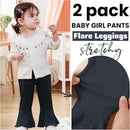 2 Pack Toddler Baby Girl Pants Flare Leggings Ribbed Knit Newborn Bell Bottoms Solid Ruffle Infant Pants for Girls by TinyTreasures Baby Boutique
