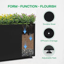 IDZO Metal Planter Box, Privacy Trough for Patio, Rectangle Container for Outdoor Plants, Tall Large Rectangular Steel Bed for Outdoor Greens with Drainage Holes & Adjustable Feet, Black by CozyNest Decor