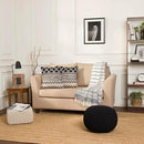 REDEARTH Round Pouf Foot Stool Ottoman - Hand Knitted Bean Bag - Cord Boho Pouffe - Cable Poof Footrest for Living Room - Nursery - Bedroom - Patio - 100% Cotton - Home Decor (19.5"x19.5"x14") - Black by CozyNest Decor