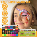 42 Color Face Painting Kit for Kids-Non Toxic Water Activated Face Paint Palette with 16 Crayons,6 Reusable & 63 Sticky Stencils,Brushes,Gems.Ideal Choice for Carnival,Halloween,Parties,Makeup etc. by TinyTreasures Baby Boutique