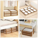 Bamboo Under Bed Storage Containers- Underbed Organizer with Wheels with Large Dust Bag,Sturdy Wood Rolling Under the Bed Shoe Storage Organizer Drawer 2 Packs (Walnut, Small) by CozyNest Decor