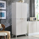 OKD Fluted Kitchen Pantry, 72" Tall Mid Century Modern Storage Cabinet with Adjustable Shelves & Door Organizer, Wood Cabinet for Kitchen, Living Room, Solid White by CozyNest Decor