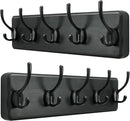 SKOLOO Rustic Wall Mounted Coat Rack, Case of 2, Pine Solid Wood Coat Hook Hanger - 5 Hooks for Hanging Clothes Robes Towels Coats by CozyNest Decor